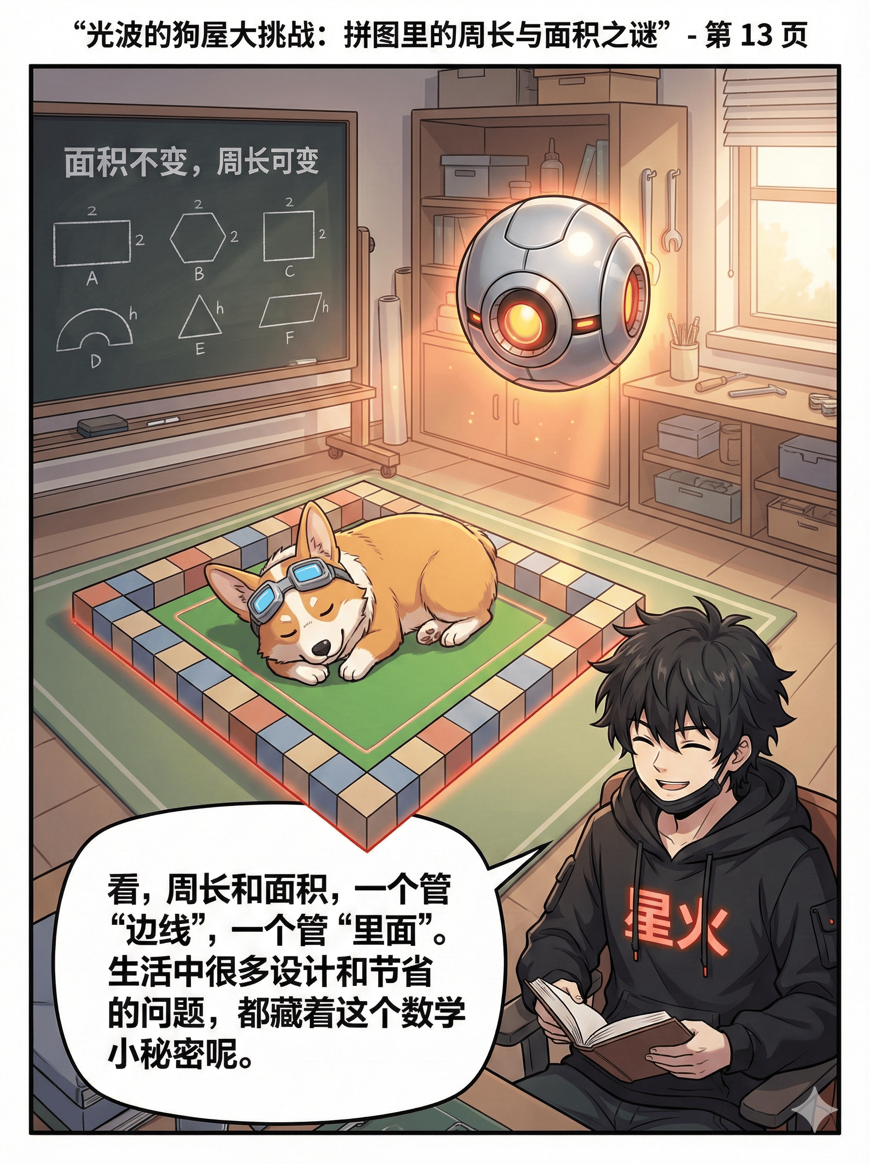 周长与面积计算详解：公式、区别与漫画练习题 | 数学几何教学 - 第 14 页