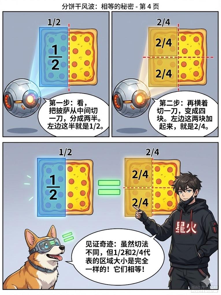 等值分数详解：为什么2/4等于1/2？(附漫画图解与常见误区) - 第 4 页