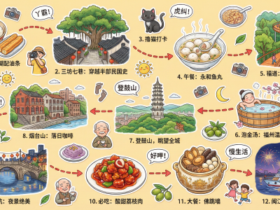 手绘风格的福州自由行攻略