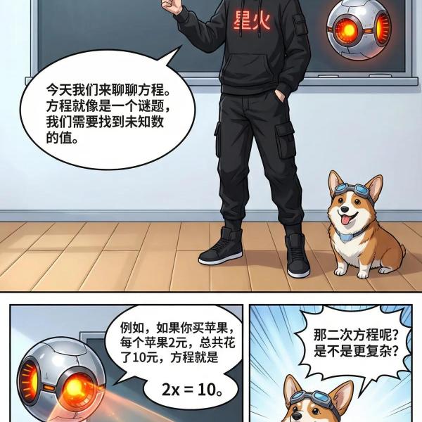 一元二次方程详解：标准形式、识别方法与核心概念 | 漫画教学