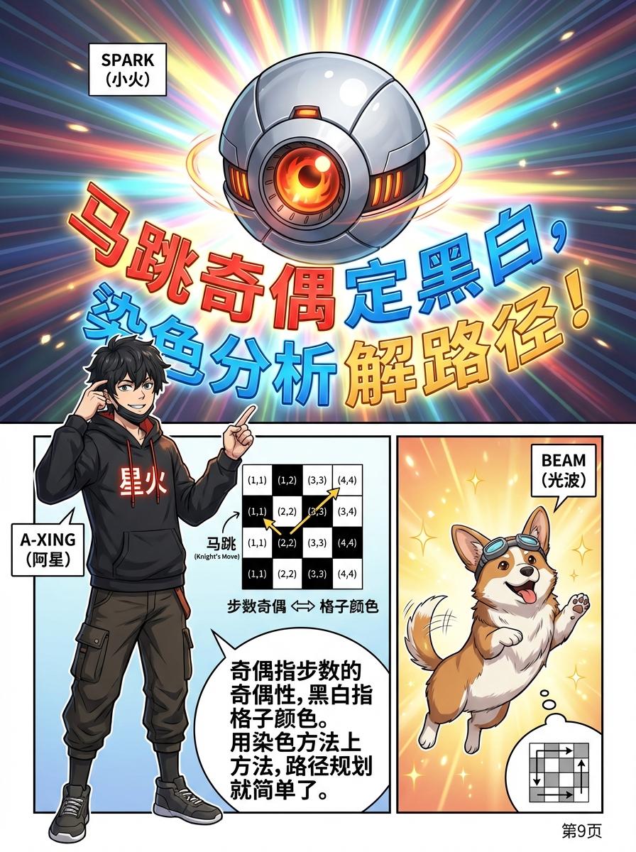 染色问题与黑白格分析详解：原理、例题与漫画教学 - 第 9 页