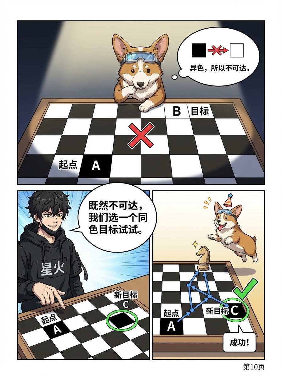 染色问题与黑白格分析详解：原理、例题与漫画教学 - 第 10 页