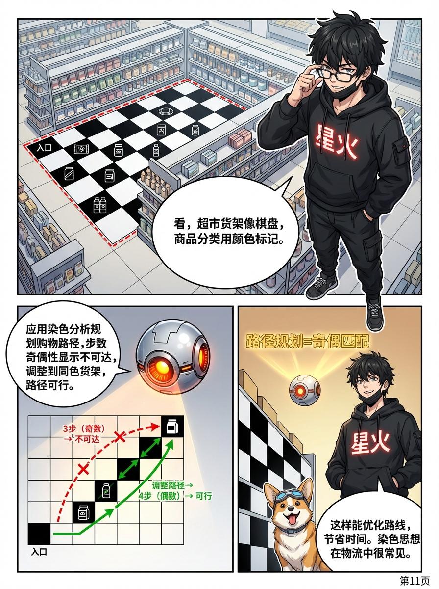 染色问题与黑白格分析详解：原理、例题与漫画教学 - 第 11 页