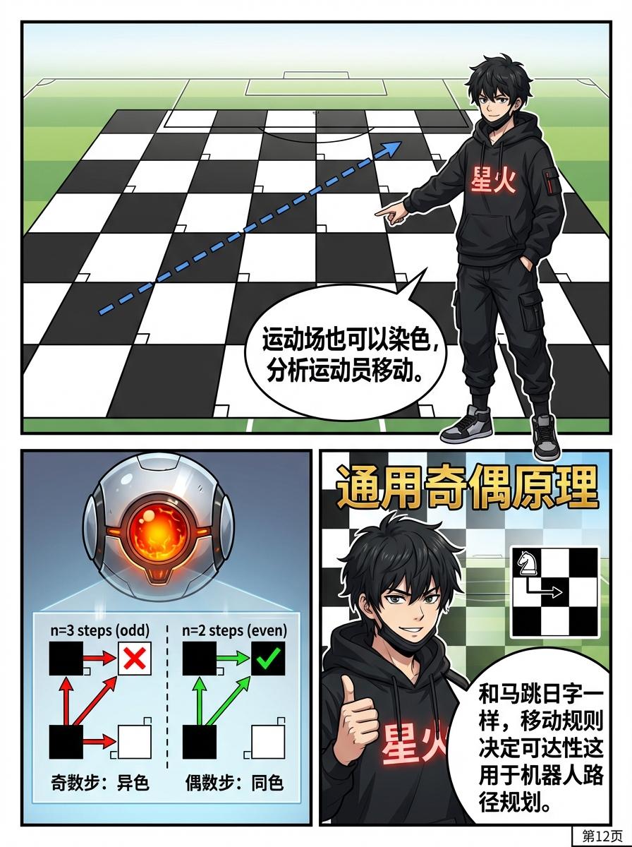 染色问题与黑白格分析详解：原理、例题与漫画教学 - 第 12 页