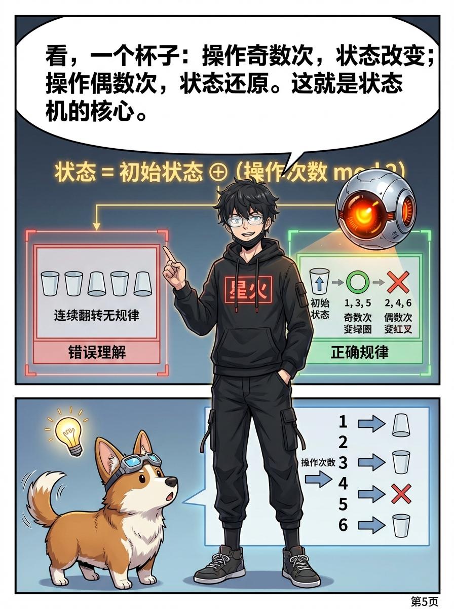 翻杯子/开灯问题详解：奇偶性原理、解题步骤与思维训练 - 第 5 页