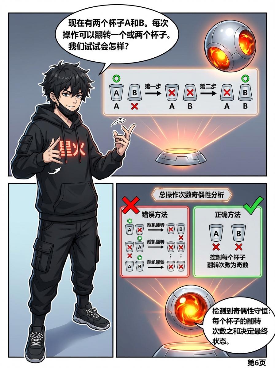 翻杯子/开灯问题详解：奇偶性原理、解题步骤与思维训练 - 第 6 页