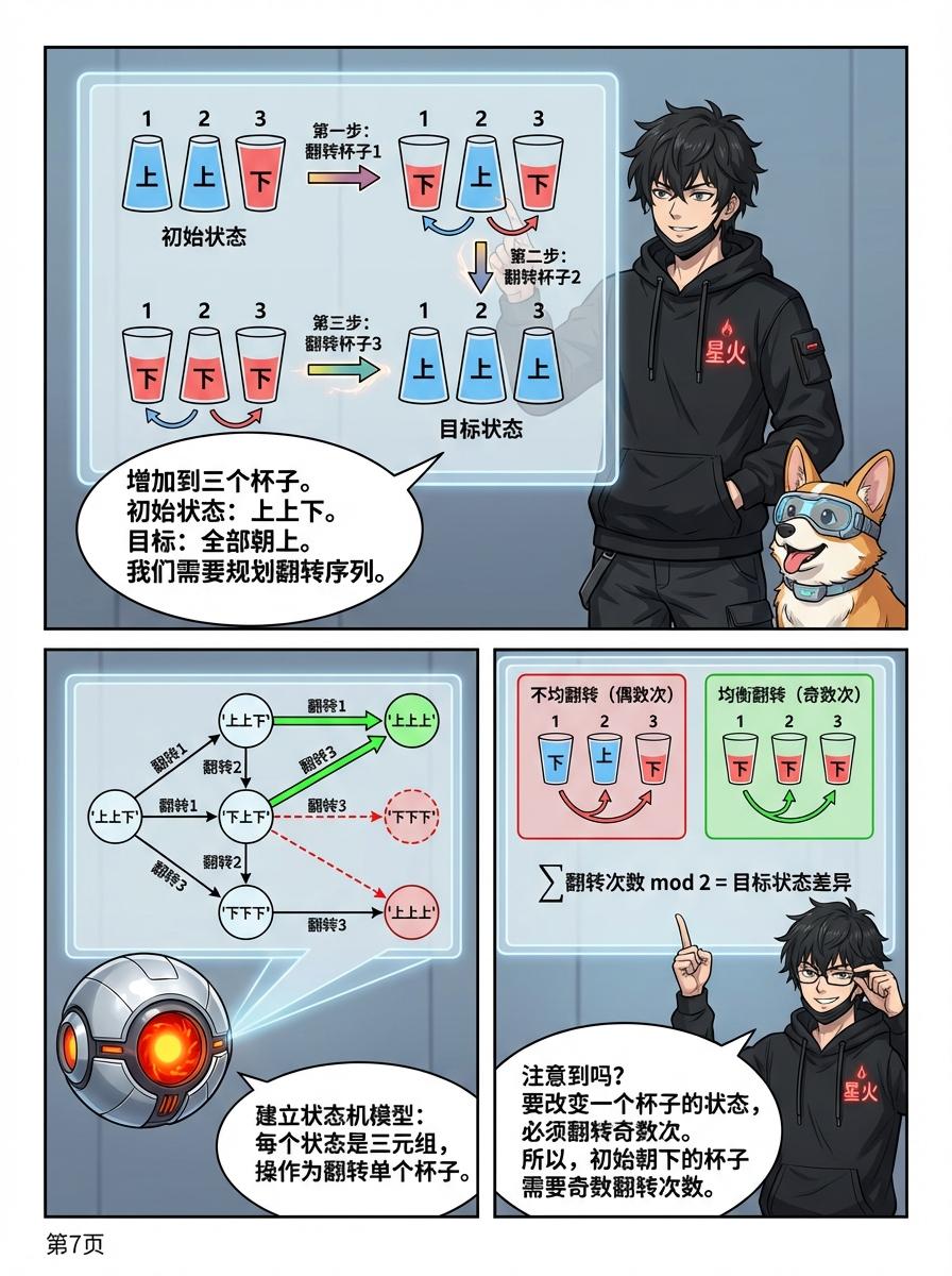 翻杯子/开灯问题详解：奇偶性原理、解题步骤与思维训练 - 第 7 页