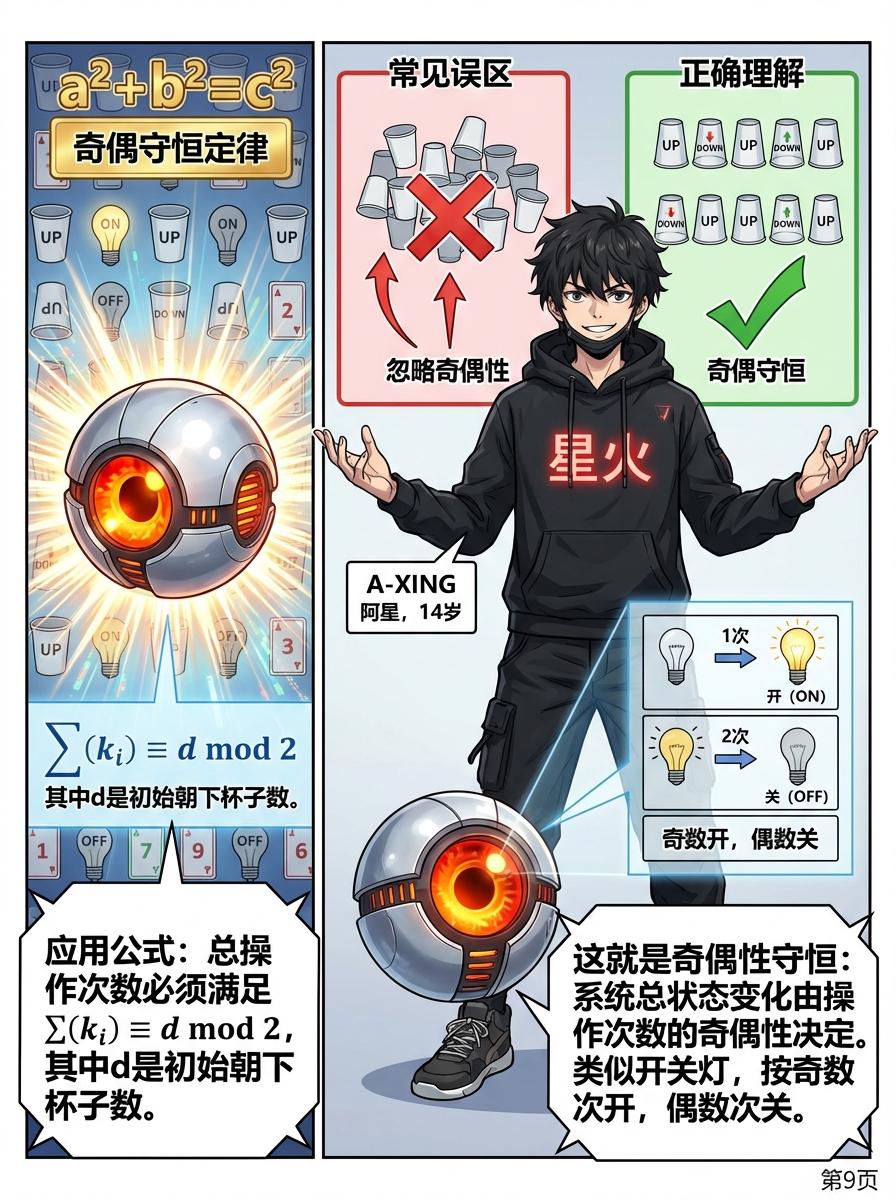 翻杯子/开灯问题详解：奇偶性原理、解题步骤与思维训练 - 第 9 页