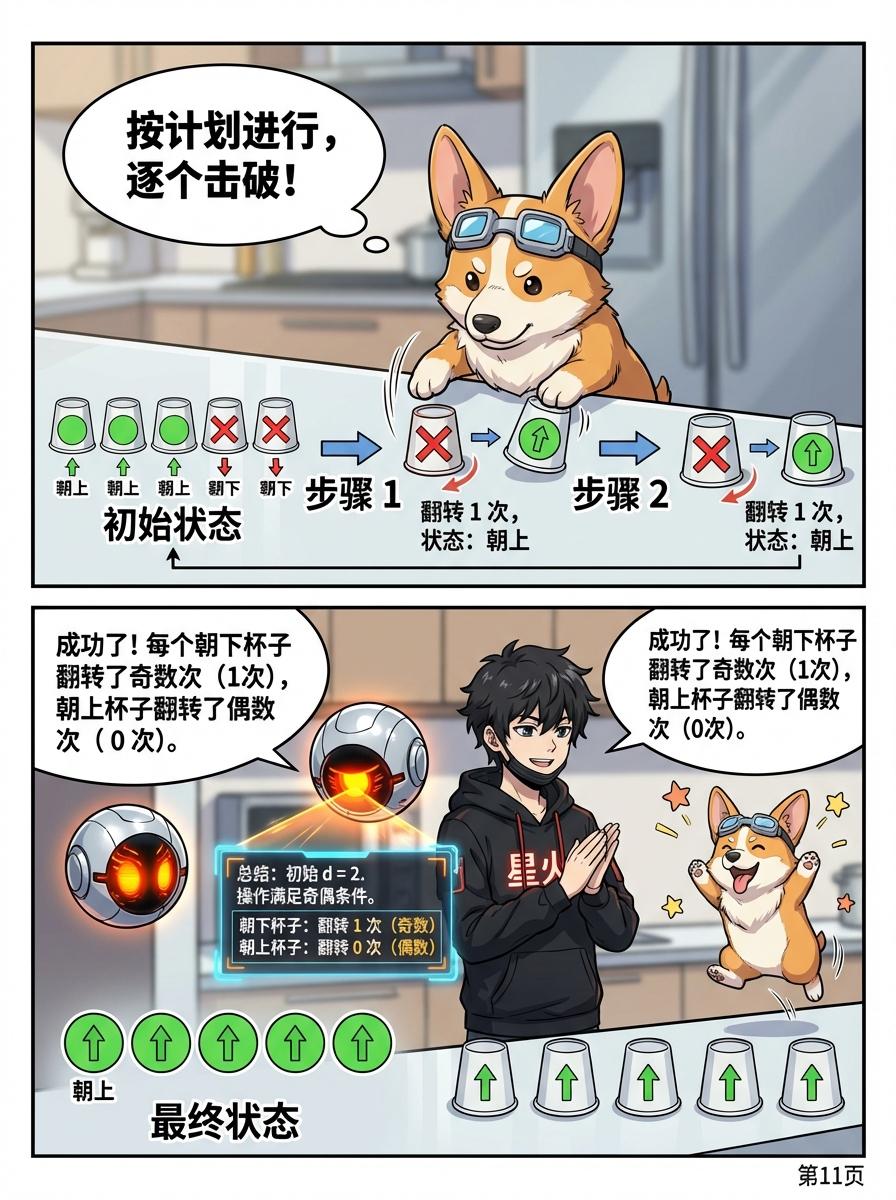 翻杯子/开灯问题详解：奇偶性原理、解题步骤与思维训练 - 第 11 页