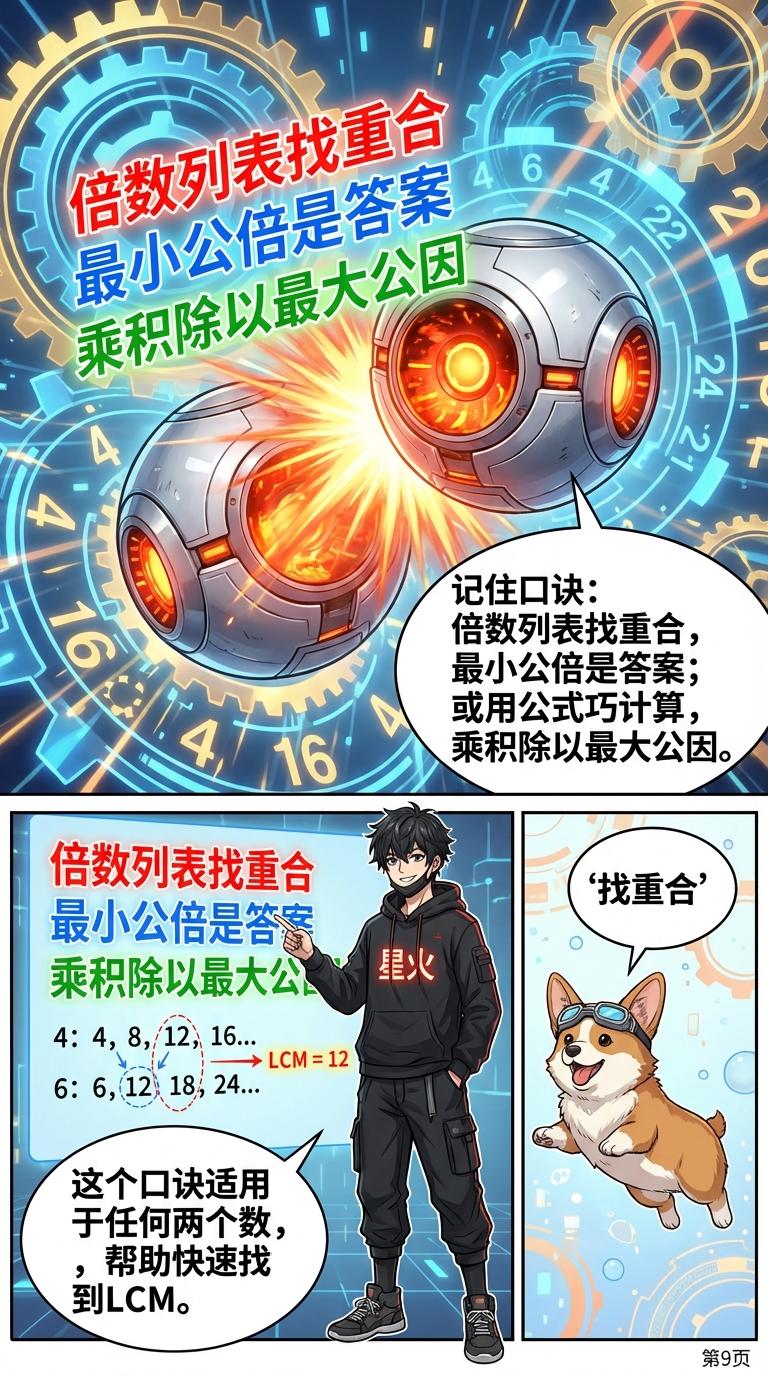 最小公倍数(LCM)详解：计算方法、练习题与漫画教学 - 第 9 页