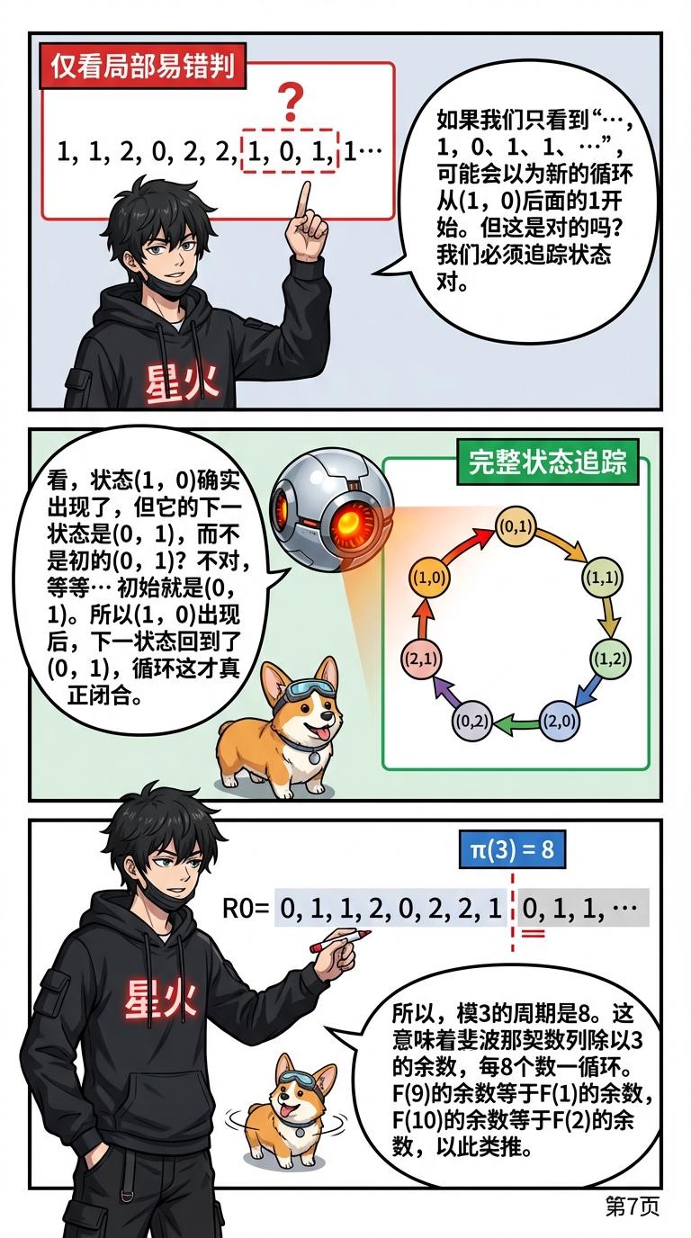 余斐波那契数列的模周期：性质与证明详解 | 初中数学数论 - 第 7 页