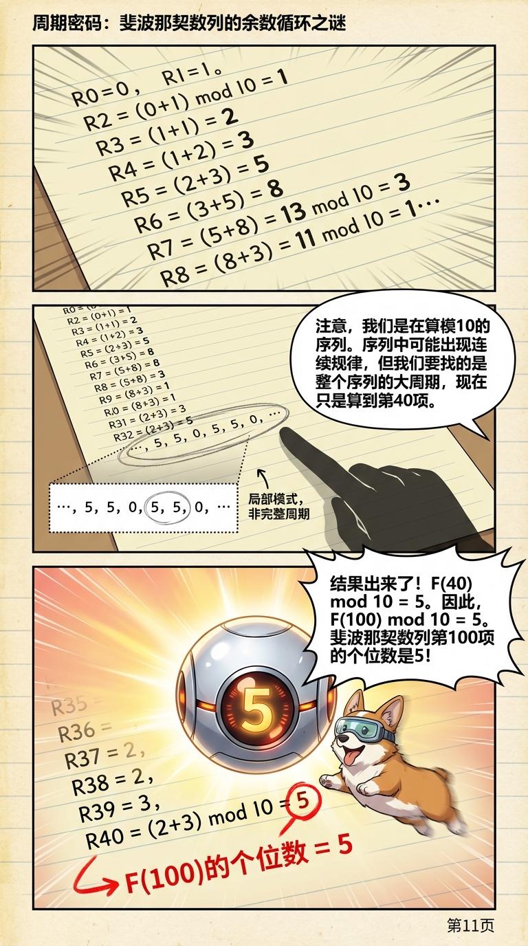 余斐波那契数列的模周期：性质与证明详解 | 初中数学数论 - 第 11 页
