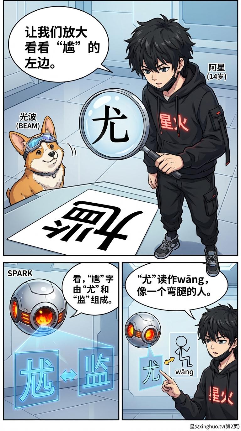 “尴尬”偏旁辨析：九字旁与尢字旁的区别详解与易错字教学 - 第 2 页