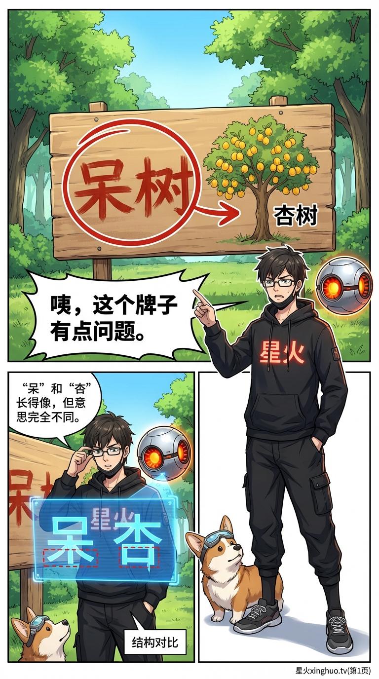 汉字“呆”和“杏”的结构关系解析：趣味推理与数学思维