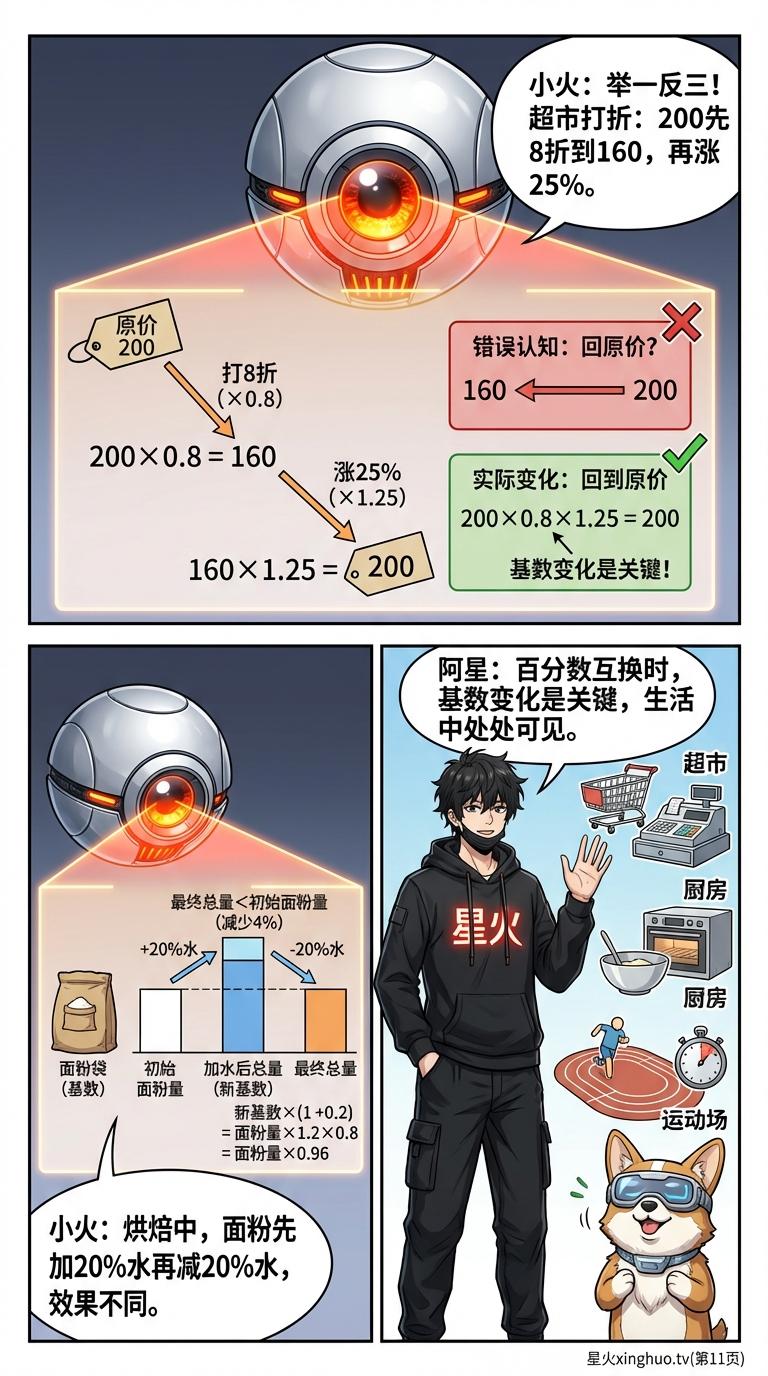 百分数涨价降价计算详解：小学数学应用题与生活实例 - 第 11 页