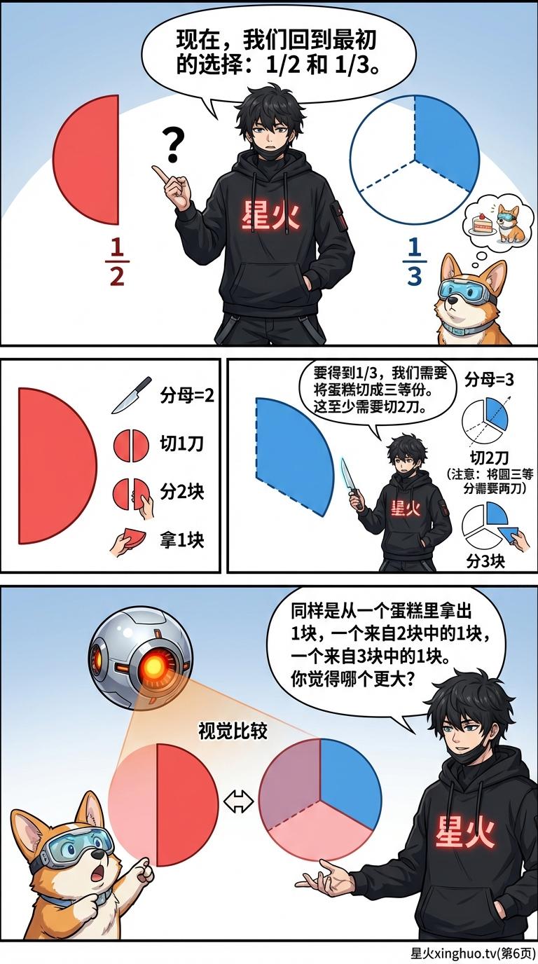 分数比大小详解：3种方法、分蛋糕实例与练习题 | 小学数学 - 第 6 页