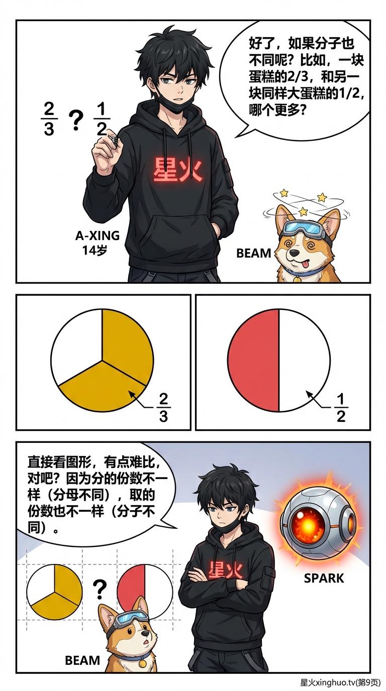 分数比大小详解：3种方法、分蛋糕实例与练习题 | 小学数学 - 第 9 页