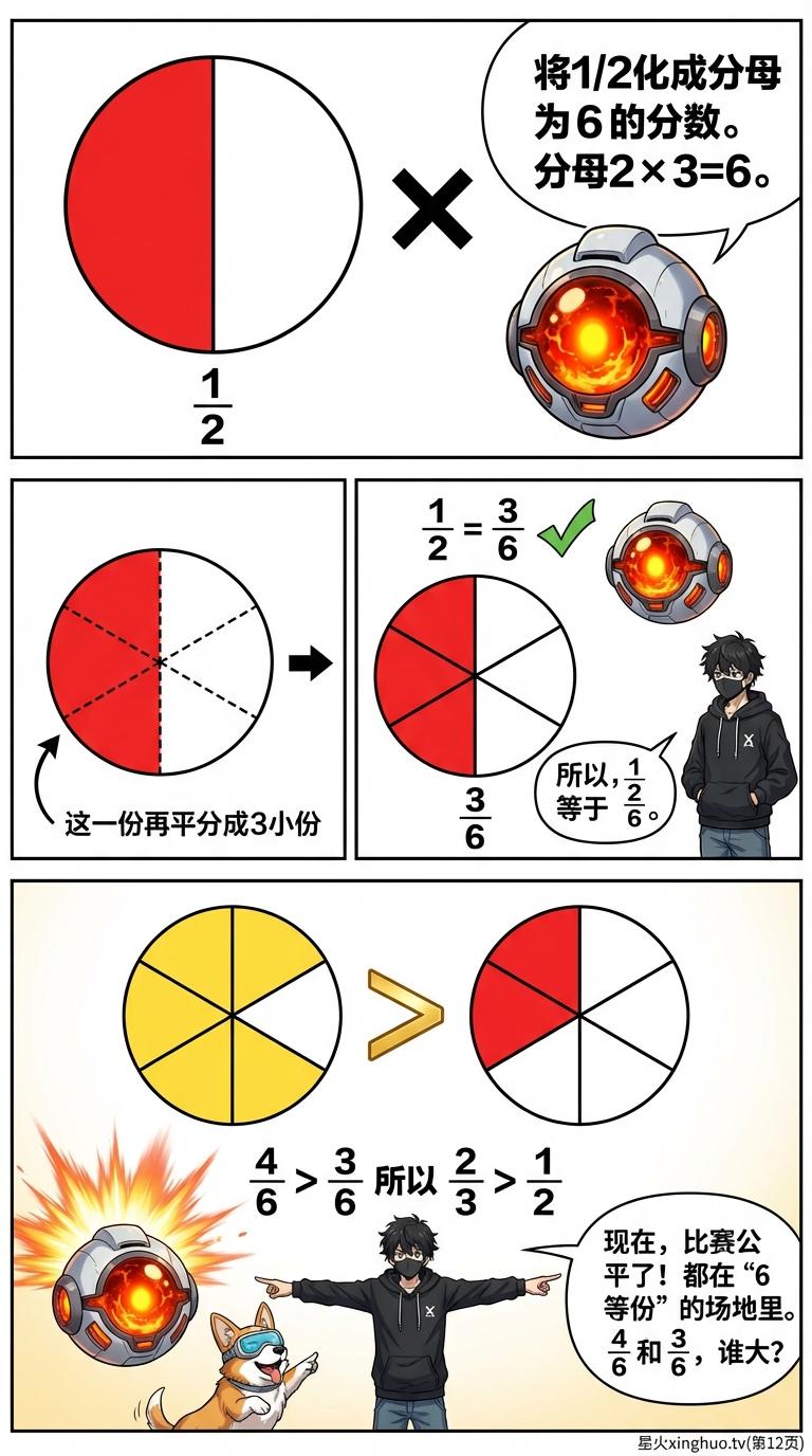 分数比大小详解：3种方法、分蛋糕实例与练习题 | 小学数学 - 第 12 页