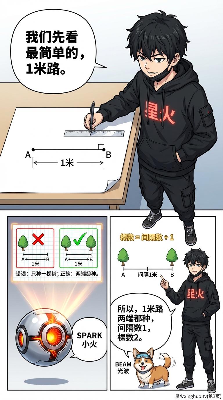 植树问题详解：手指模型、公式推导与练习题 | 小学数学应用题 - 第 3 页