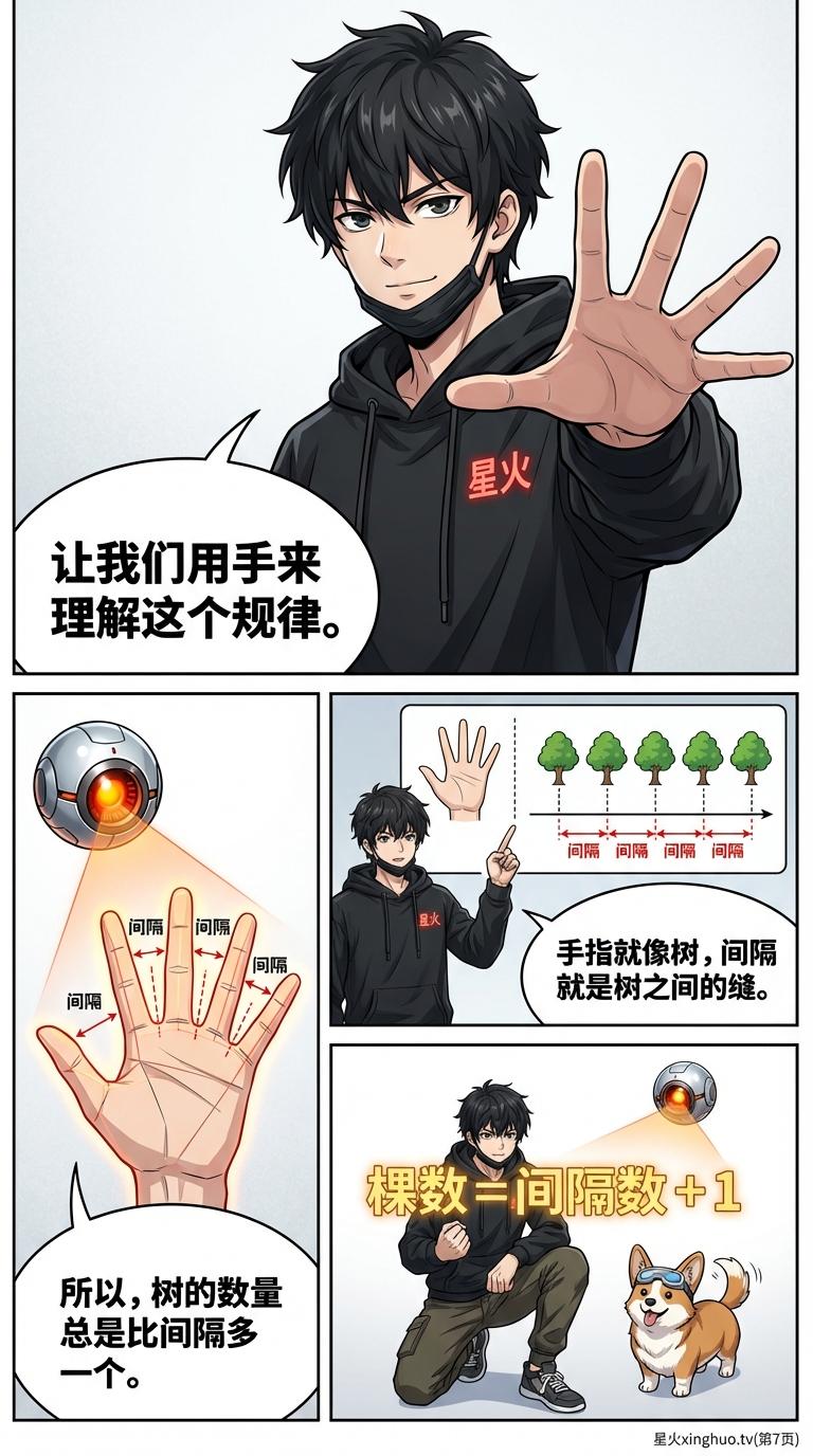 植树问题详解：手指模型、公式推导与练习题 | 小学数学应用题 - 第 7 页