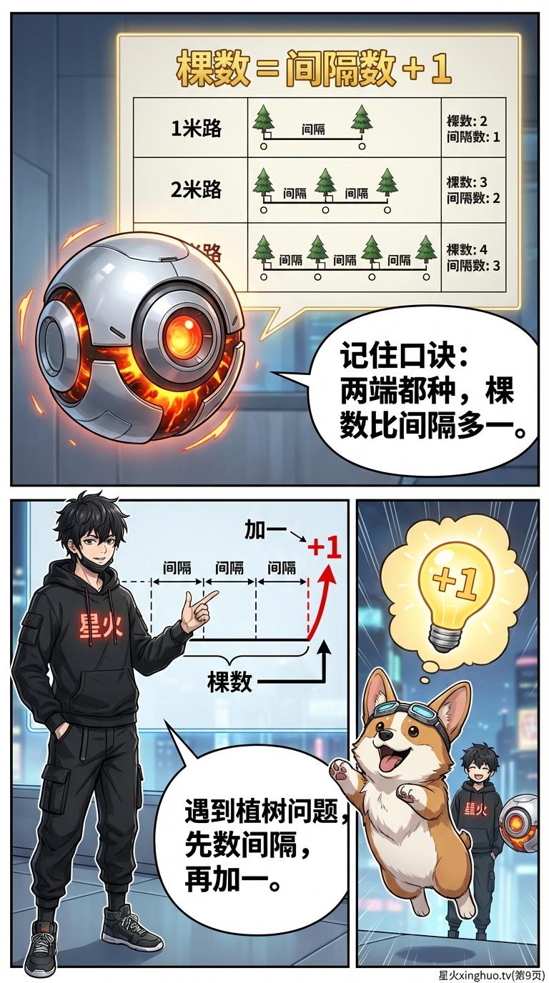 植树问题详解：手指模型、公式推导与练习题 | 小学数学应用题 - 第 9 页