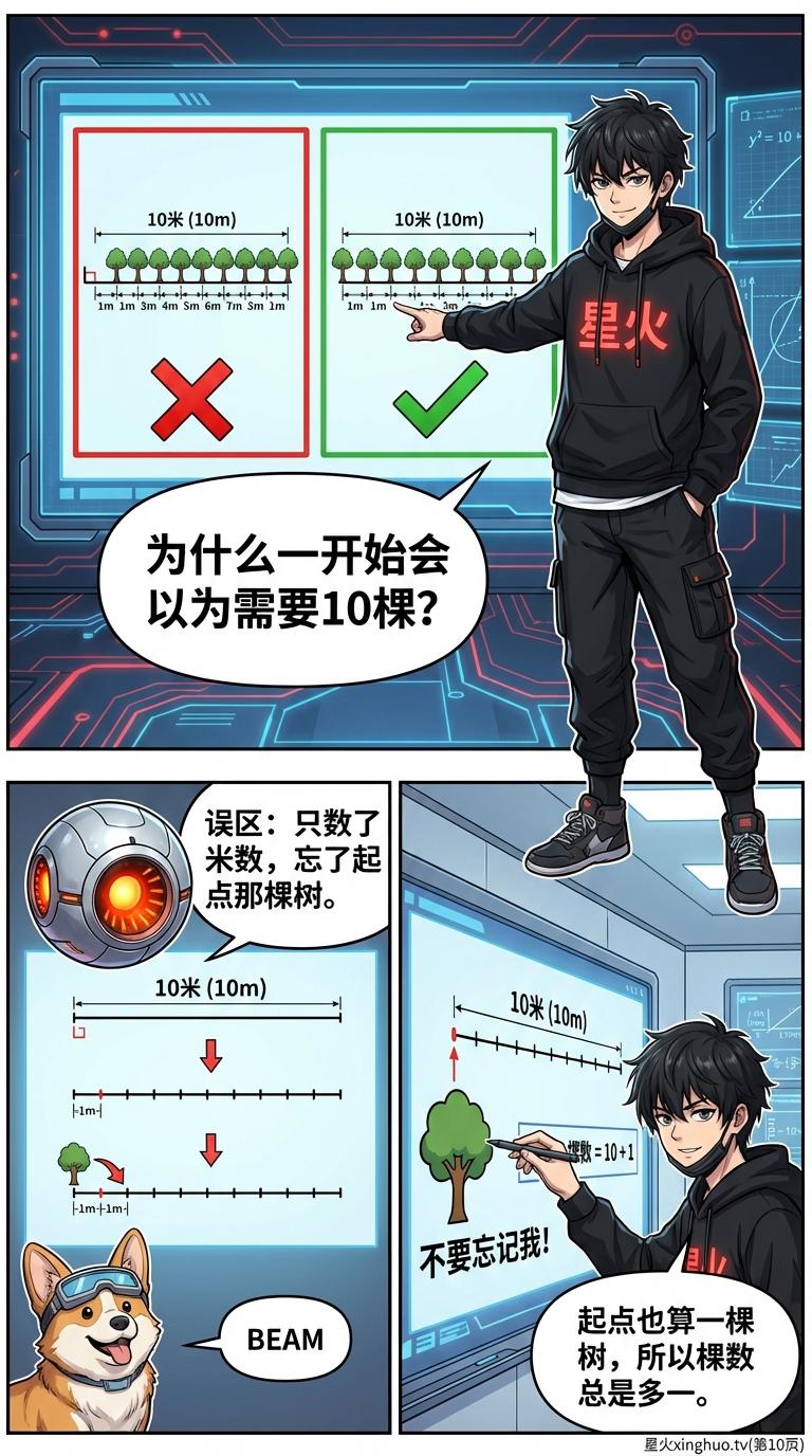 植树问题详解：手指模型、公式推导与练习题 | 小学数学应用题 - 第 10 页