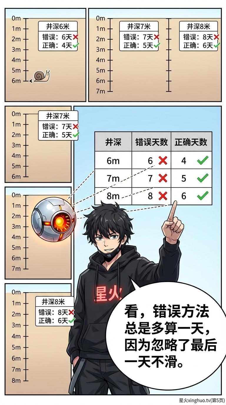 蜗牛爬井问题详解：最后一天不滑的解题关键与逆向思维方法 | 小学数学应用题 - 第 5 页