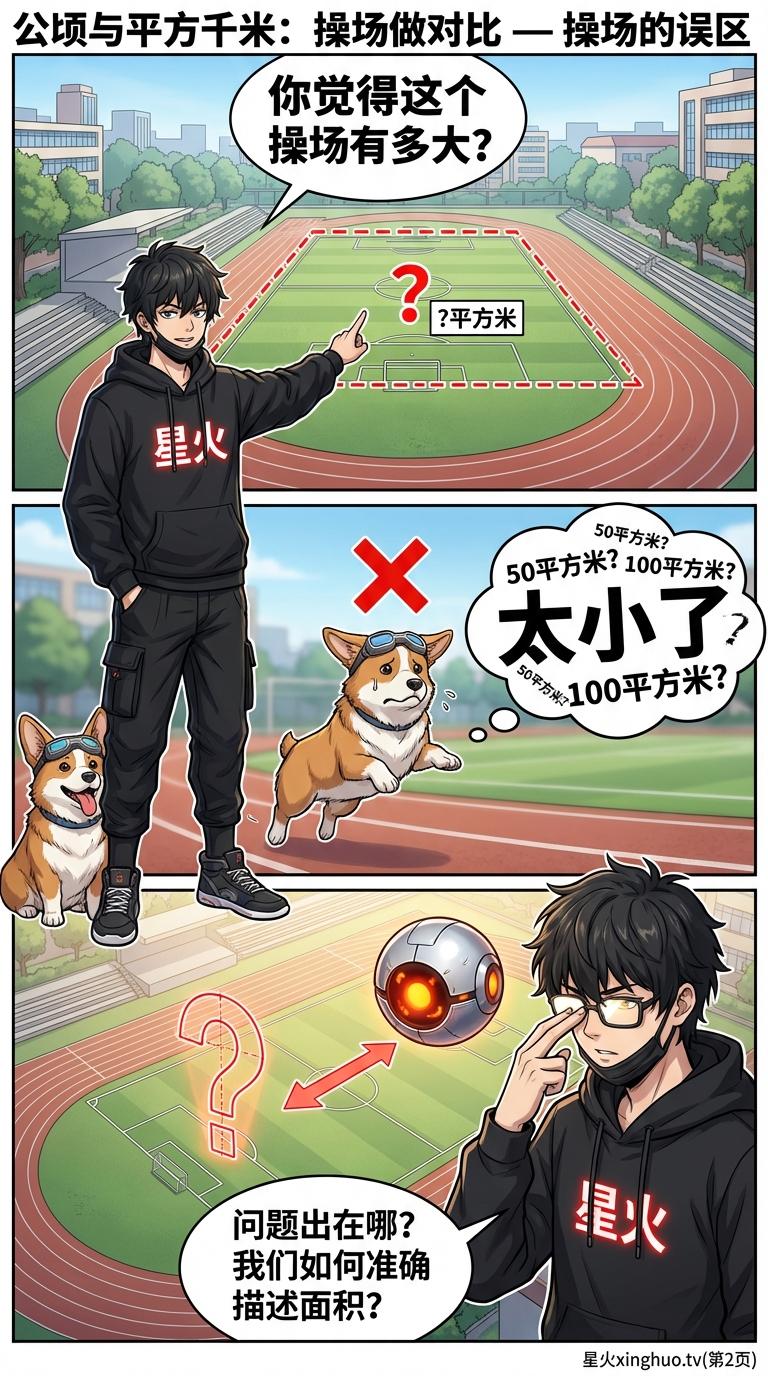 公顷和平方千米换算详解：操场对比法教学与练习题 - 第 2 页