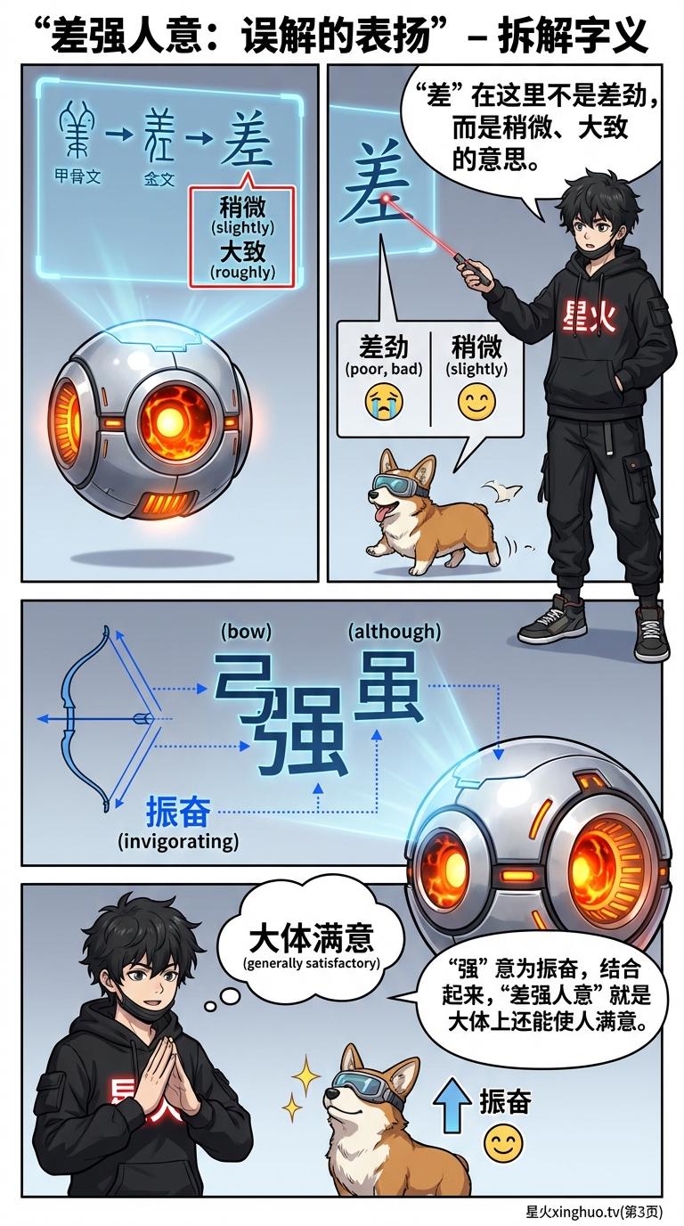 差强人意成语解析：常见误解与正确用法详解 | 语文知识 - 第 3 页