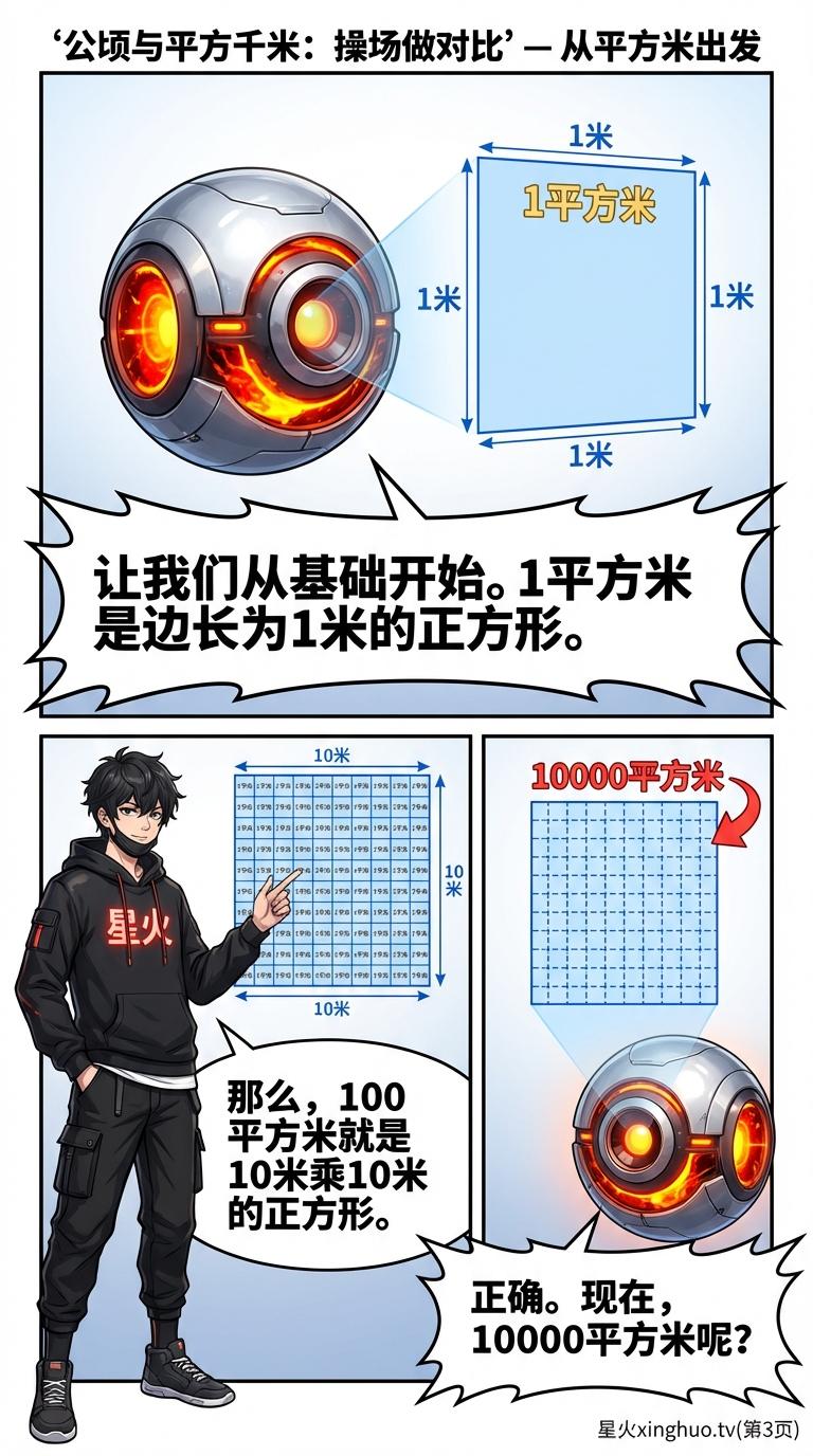 公顷和平方千米换算详解：操场对比法教学与练习题 - 第 3 页