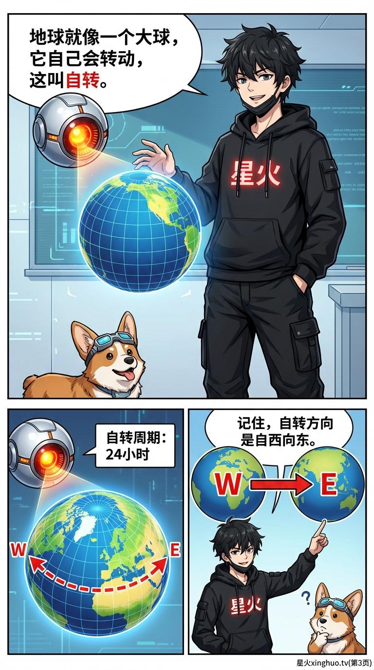 地球自转与昼夜交替原理详解：动态图解与科学解释 | 地理物理知识 - 第 3 页