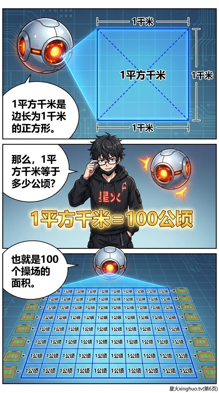 公顷和平方千米换算详解：操场对比法教学与练习题 - 第 6 页