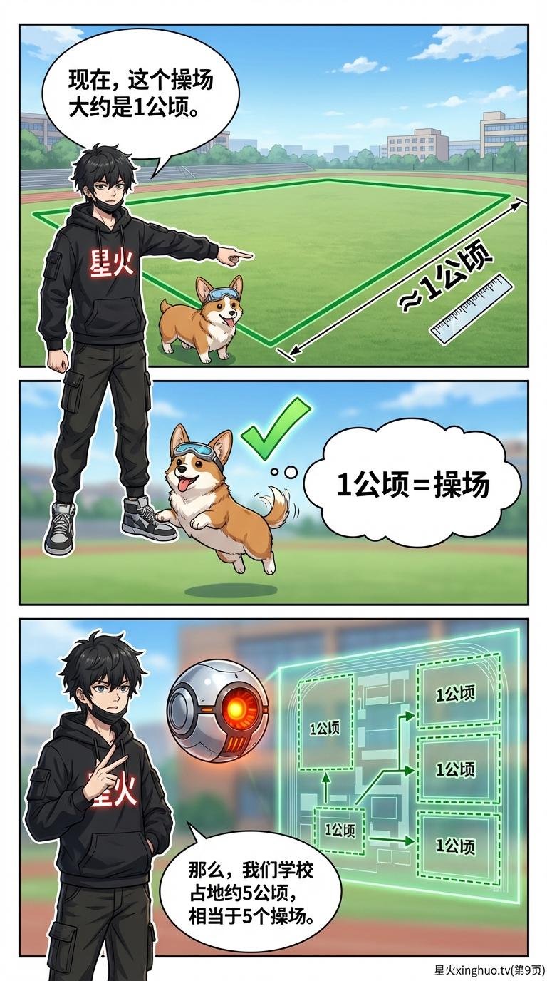 公顷和平方千米换算详解：操场对比法教学与练习题 - 第 9 页