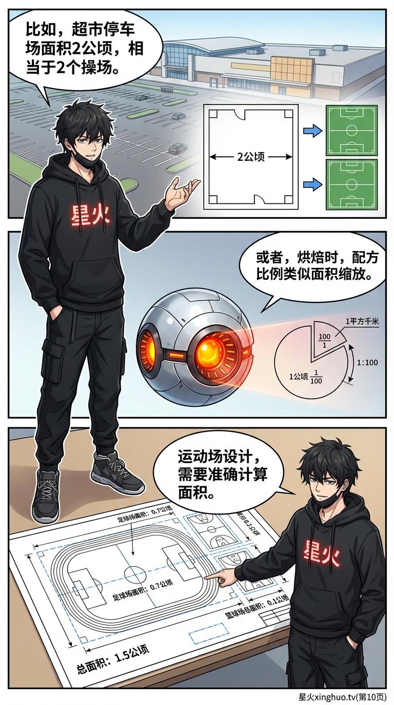 公顷和平方千米换算详解：操场对比法教学与练习题 - 第 10 页