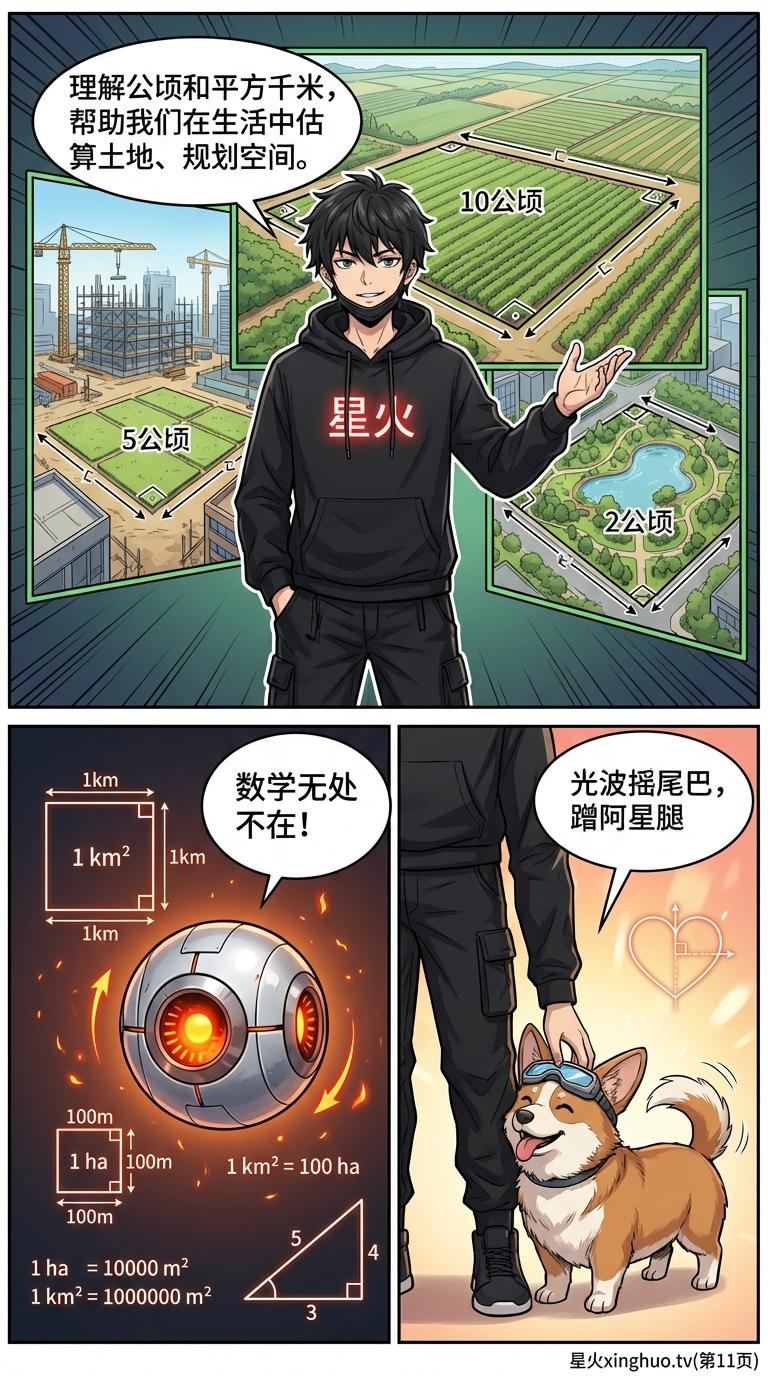 公顷和平方千米换算详解：操场对比法教学与练习题 - 第 11 页