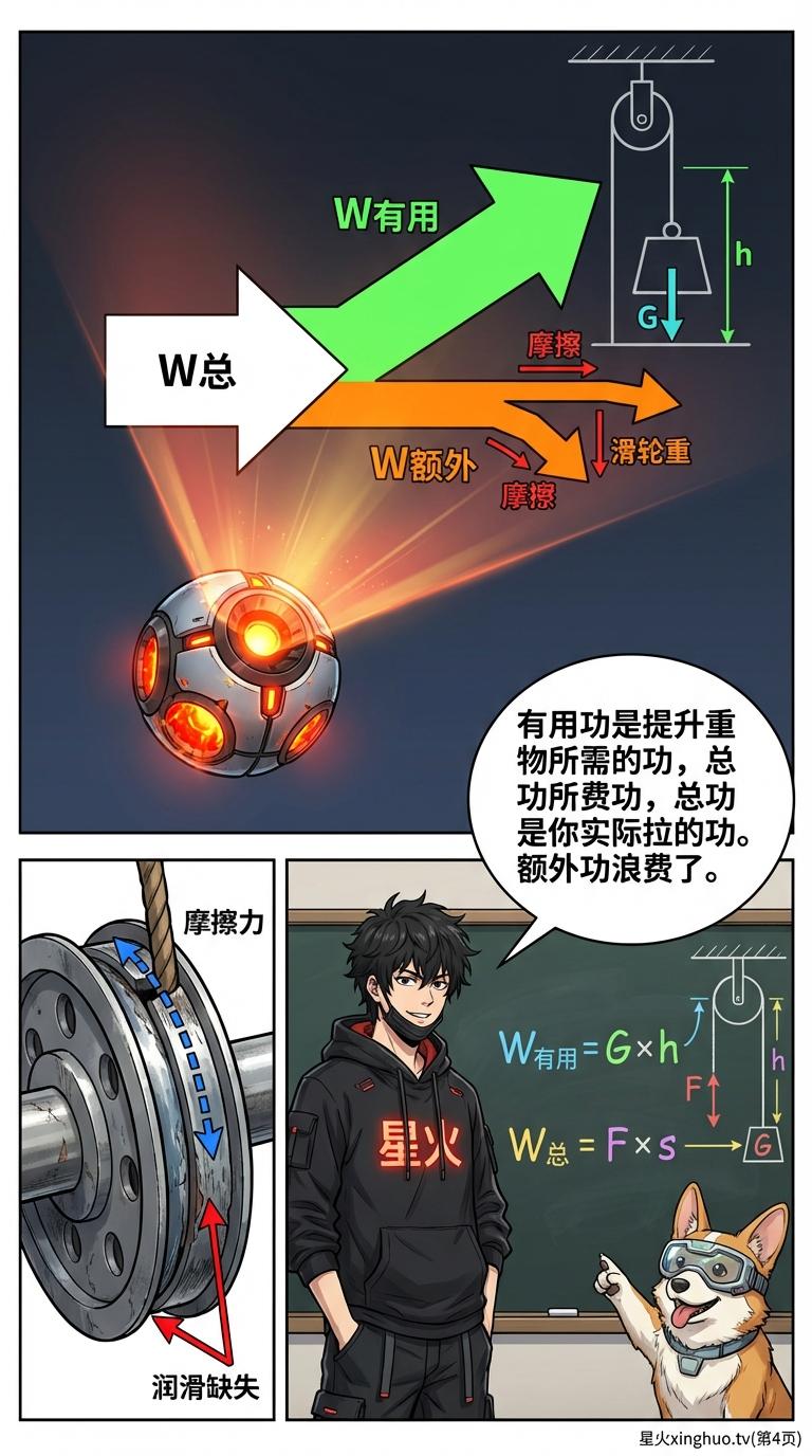 滑轮组省力不省功原理与机械效率计算详解 | 物理力学教学 - 第 4 页