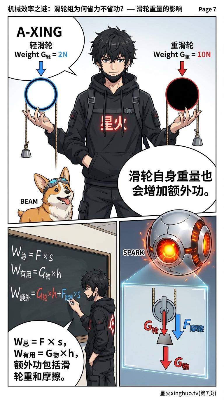 滑轮组省力不省功原理与机械效率计算详解 | 物理力学教学 - 第 7 页