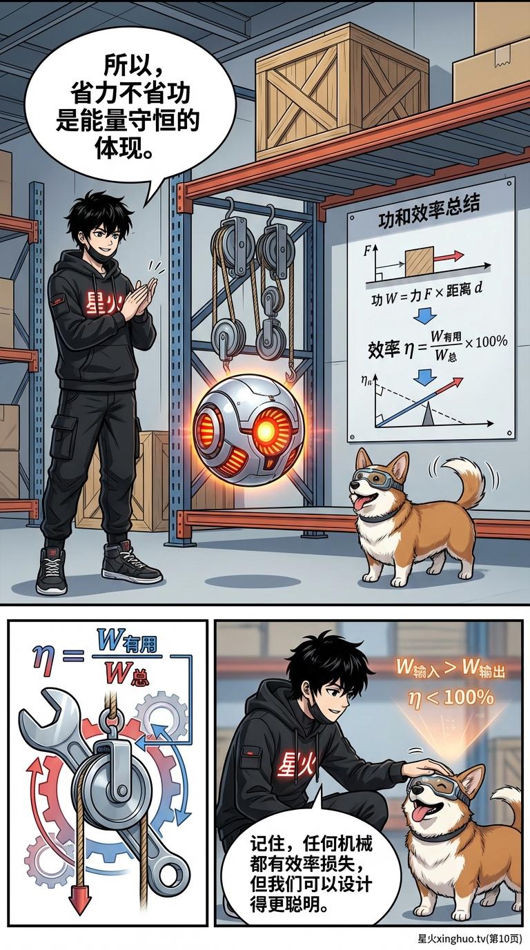 滑轮组省力不省功原理与机械效率计算详解 | 物理力学教学 - 第 10 页