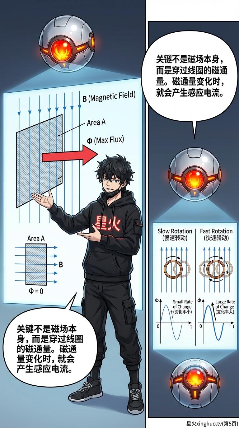 发电机原理详解：法拉第电磁感应定律与能量转换过程 | 物理教学 - 第 5 页