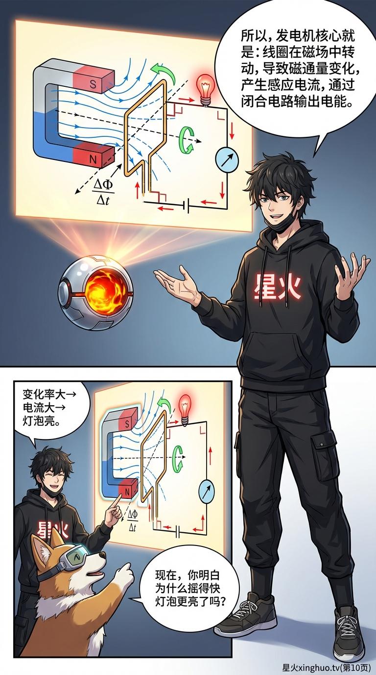 发电机原理详解：法拉第电磁感应定律与能量转换过程 | 物理教学 - 第 10 页