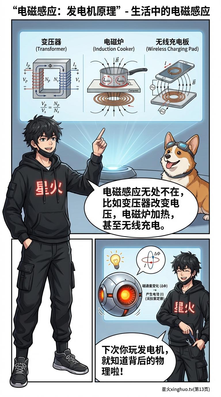 发电机原理详解：法拉第电磁感应定律与能量转换过程 | 物理教学 - 第 13 页