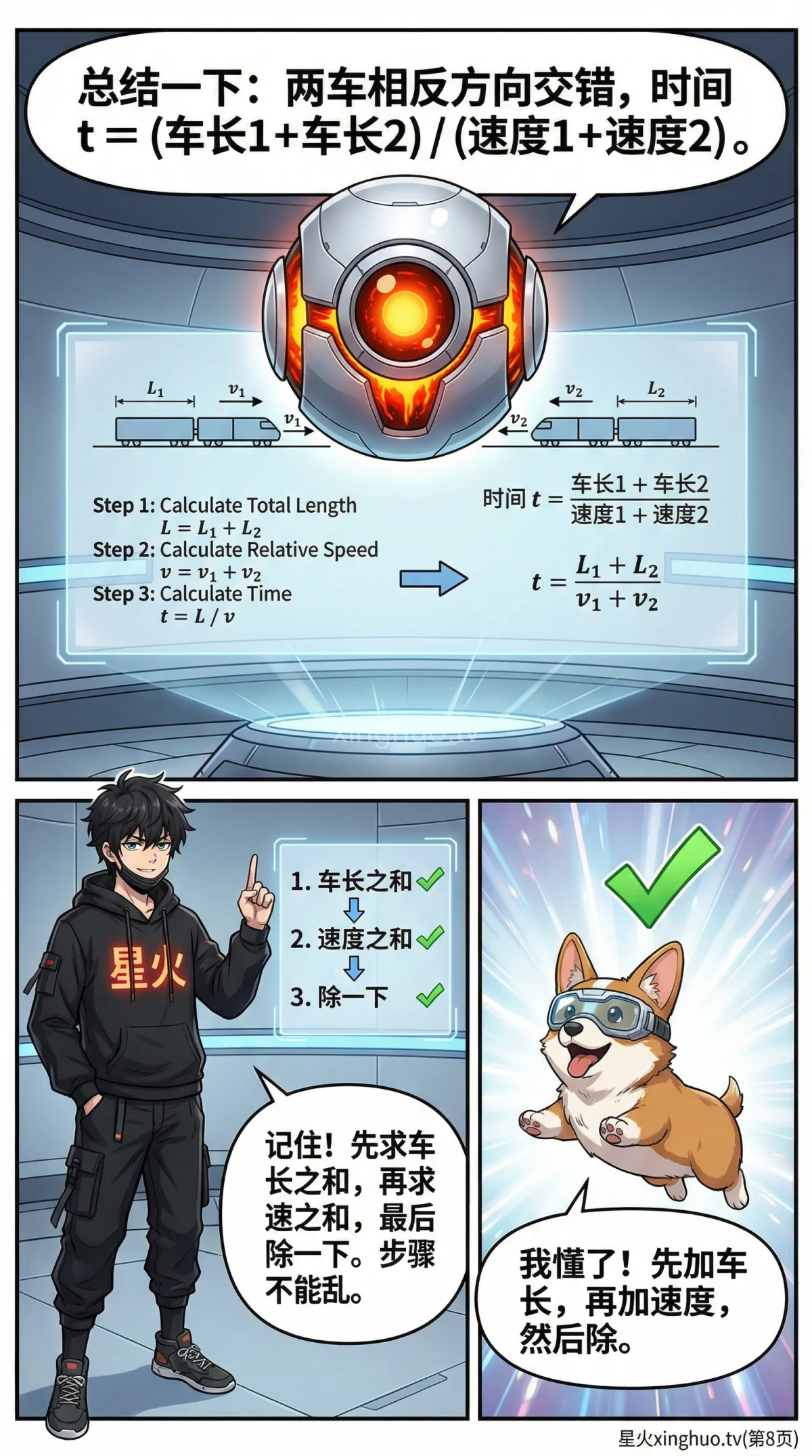 两车交错问题详解：相对速度与相遇时间计算方法 | 小学数学应用题 - 第 8 页