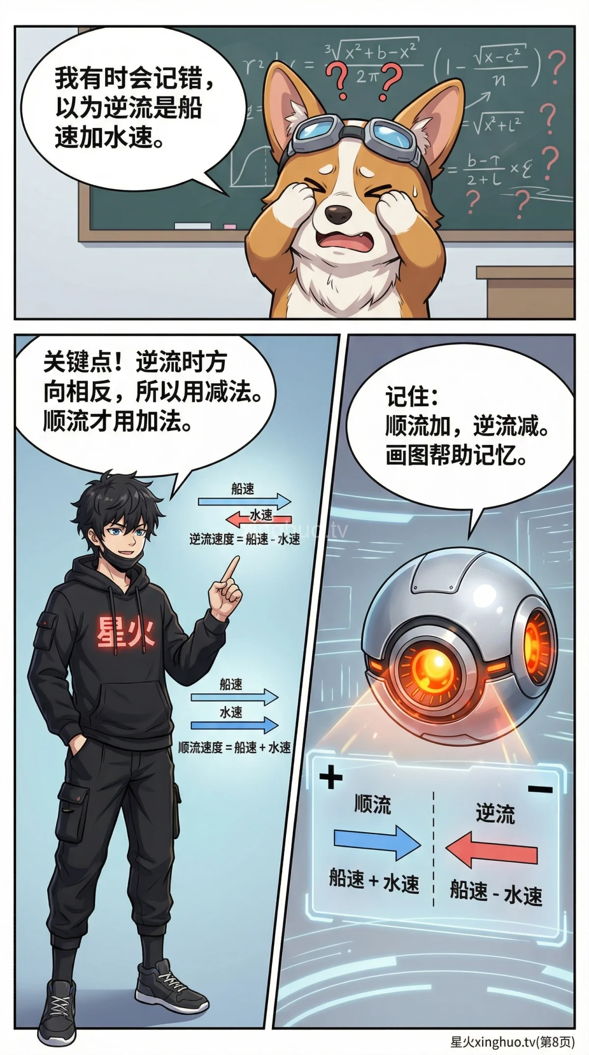 流水行船逆流问题详解：速度计算公式、解题步骤与练习题 | 小学数学应用题 - 第 8 页