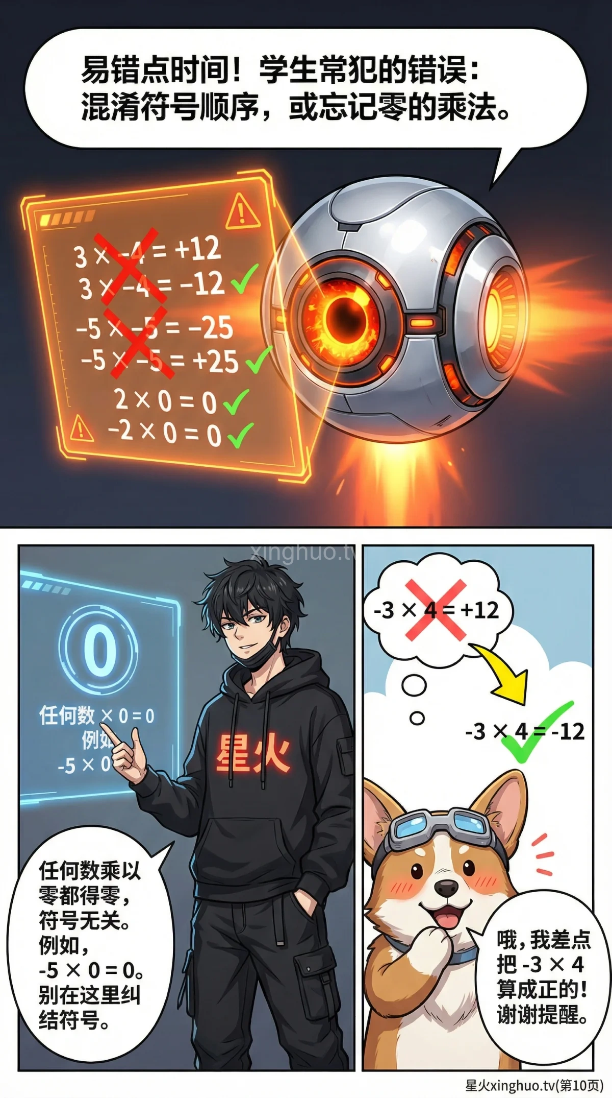 有理数乘法法则详解：正负数相乘规则与计算方法教学 - 第 10 页