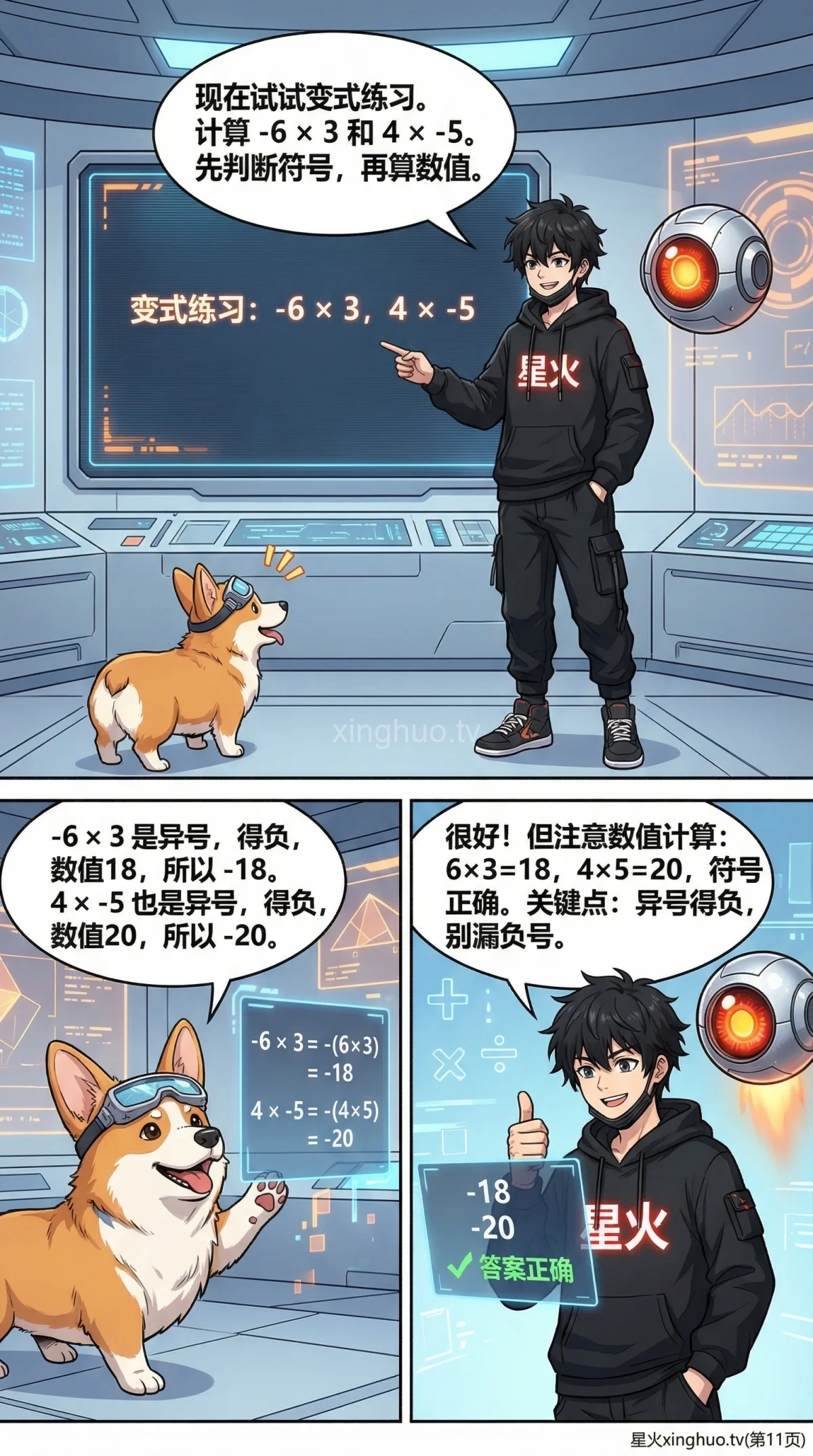 有理数乘法法则详解：正负数相乘规则与计算方法教学 - 第 11 页