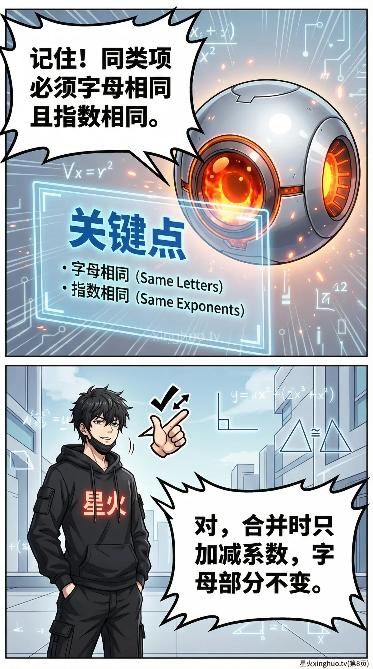 同类项与合并同类项详解：概念、方法与练习题 | 初中数学代数 - 第 8 页