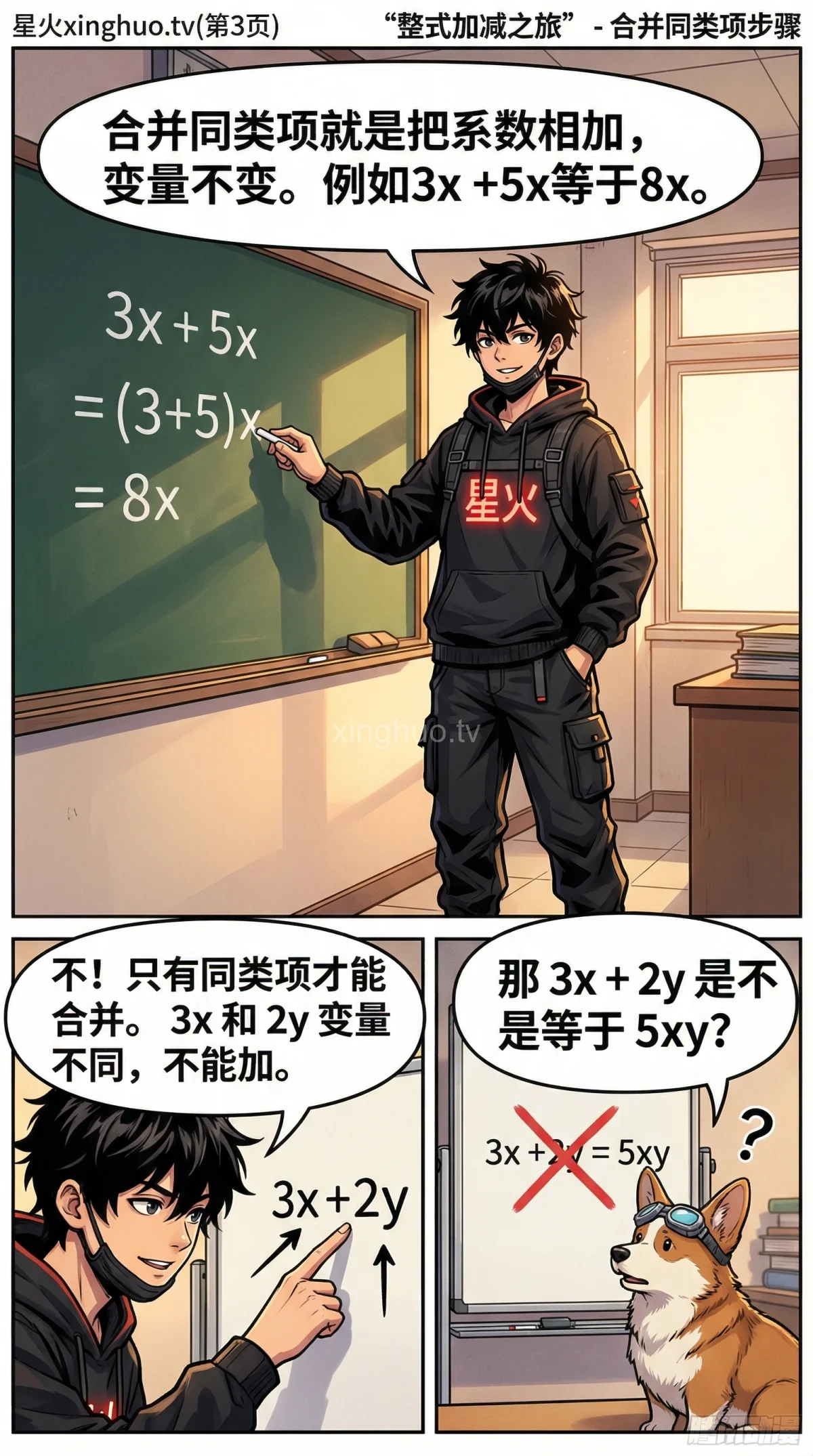 整式的加减详解：合并同类项方法与练习题 | 初中数学代数 - 第 3 页