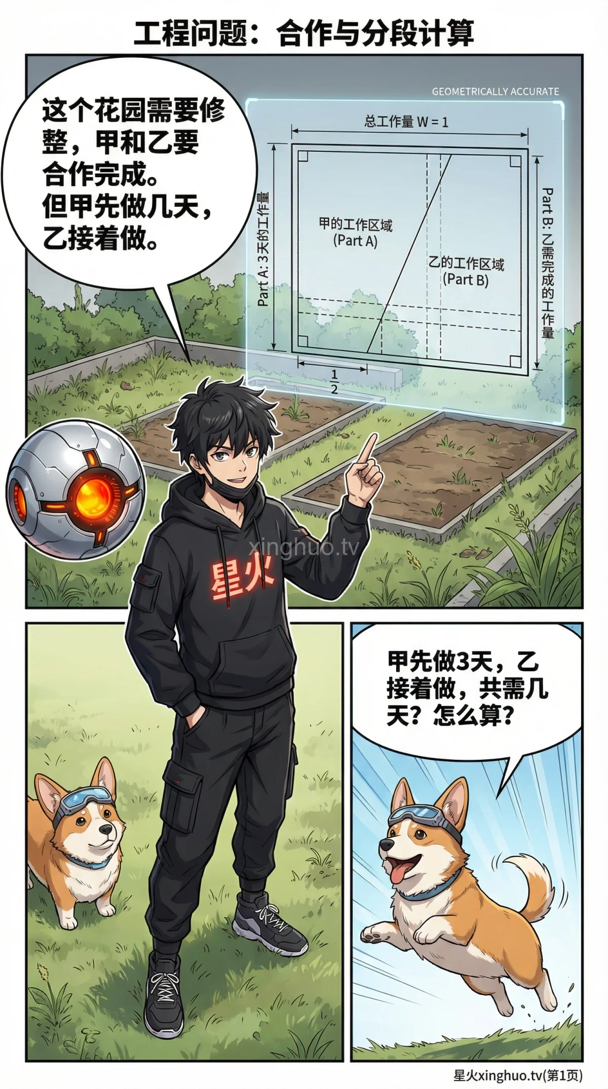 小学数学工程问题：先后合作解题步骤详解与练习题 - 第 1 页