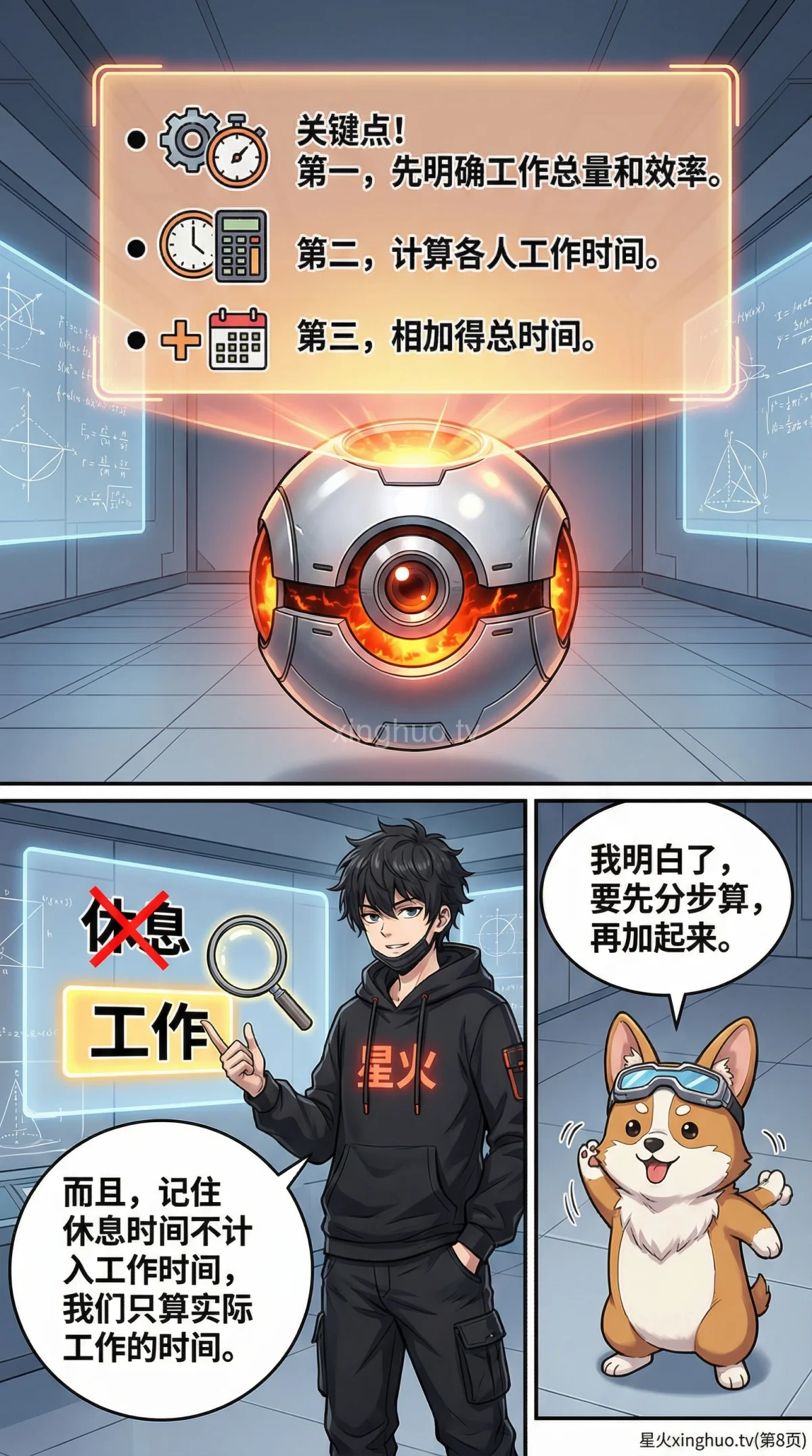 小学数学工程问题：中途休息时间计算步骤与例题详解 - 第 8 页