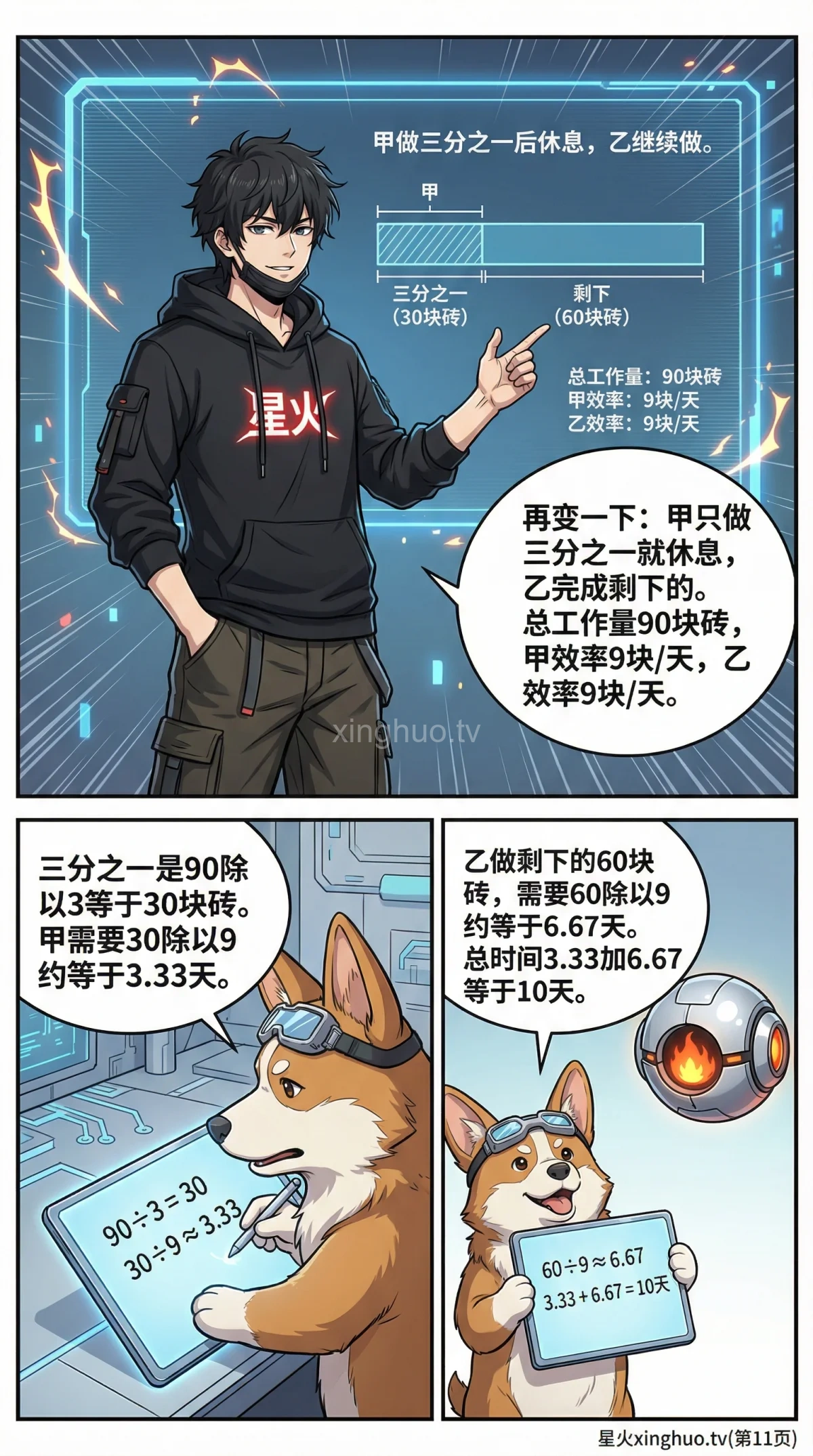 小学数学工程问题：中途休息时间计算步骤与例题详解 - 第 11 页